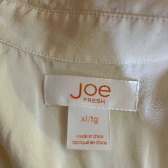 Joe Fresh Size XL Silk Short Sleeve Shirt Sheer Off-White - Picture 2 of 11